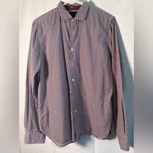 Men's Dress Button-Down Shirt in Purple and Navy Pattern, Slim Fit
